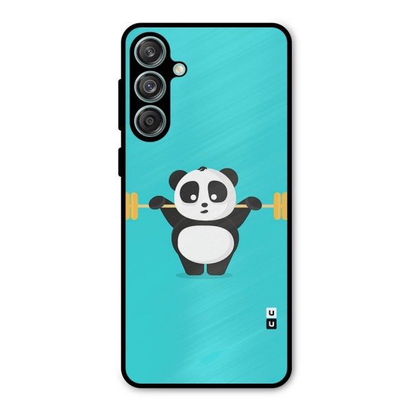 Cute Weightlifting Panda Metal Back Case for Galaxy M55 5G