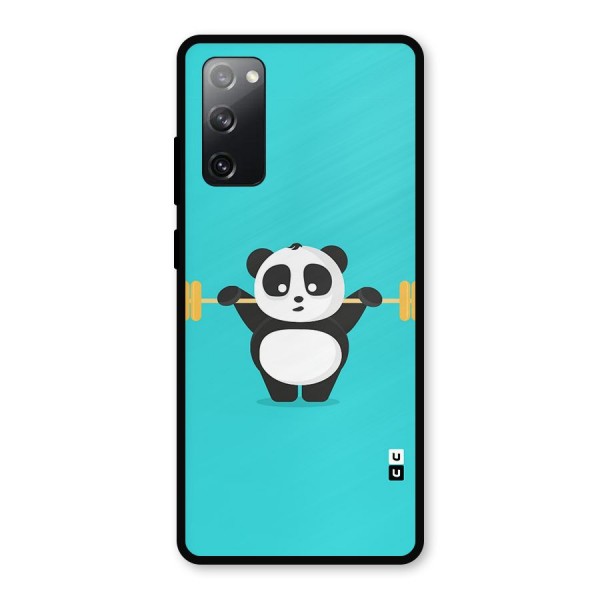 Cute Weightlifting Panda Metal Back Case for Galaxy S20 FE