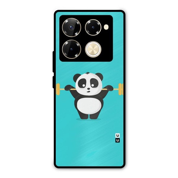 Cute Weightlifting Panda Metal Back Case for Infinix Note 40 Pro