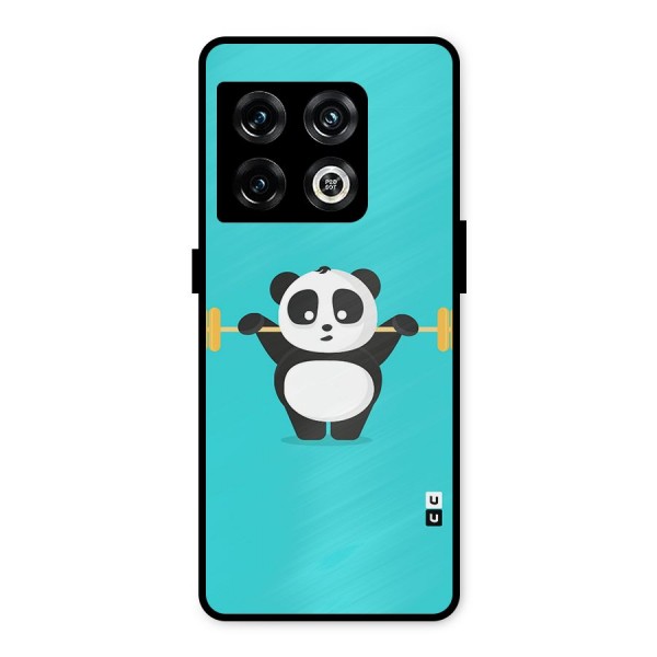 Cute Weightlifting Panda Metal Back Case for OnePlus 10 Pro 5G
