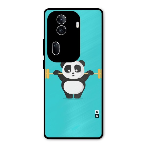 Cute Weightlifting Panda Metal Back Case for Oppo Reno11 Pro 5G