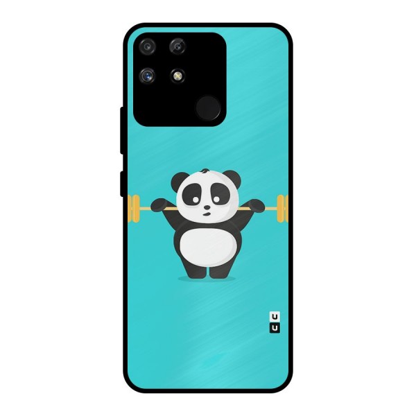 Cute Weightlifting Panda Metal Back Case for Realme Narzo 50A