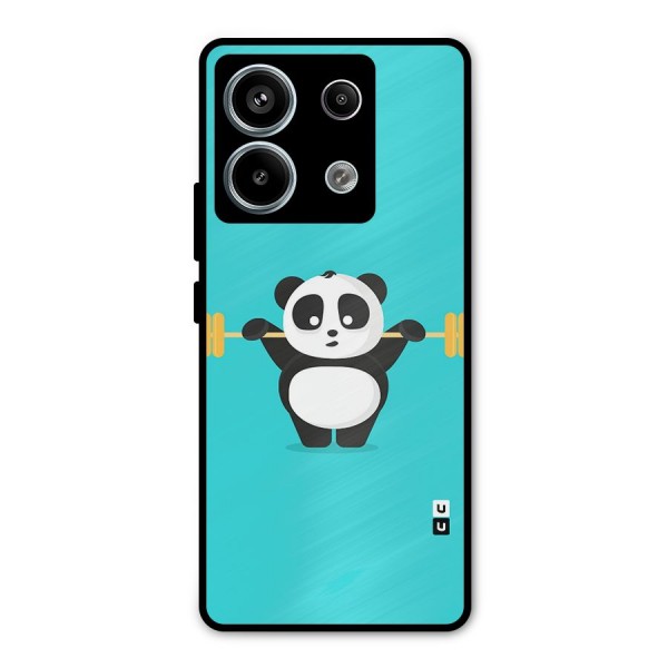 Cute Weightlifting Panda Metal Back Case for Redmi Note 13 Pro 5G