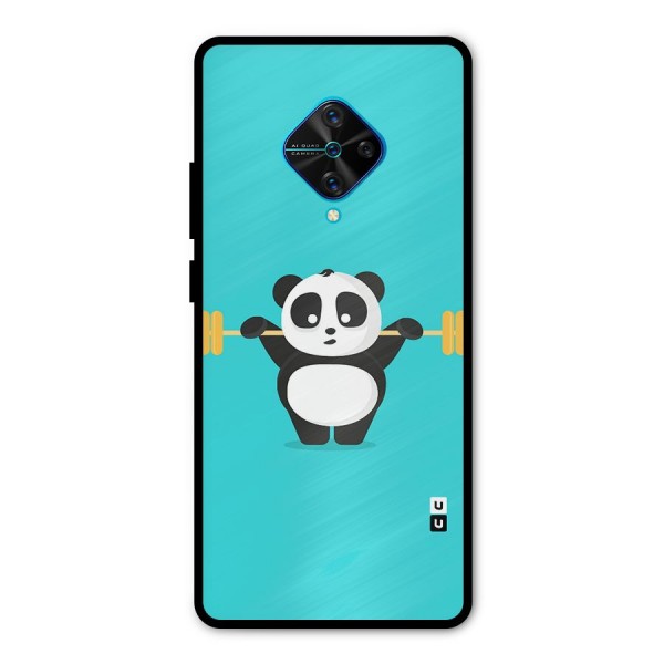 Cute Weightlifting Panda Metal Back Case for Vivo S1 Pro