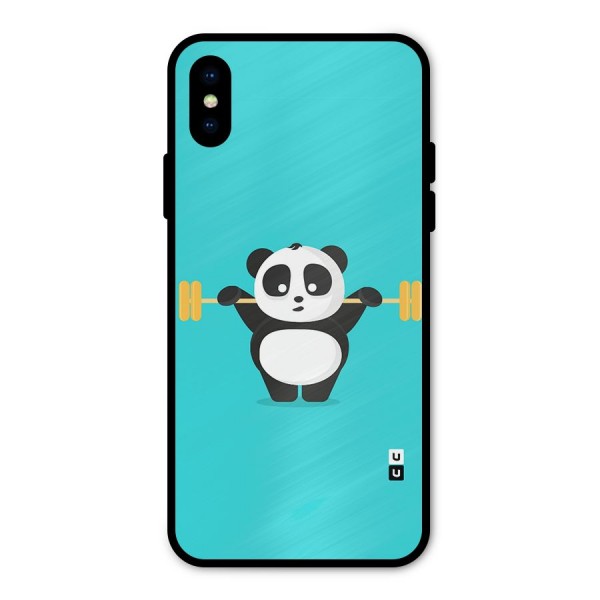 Cute Weightlifting Panda Metal Back Case for iPhone X