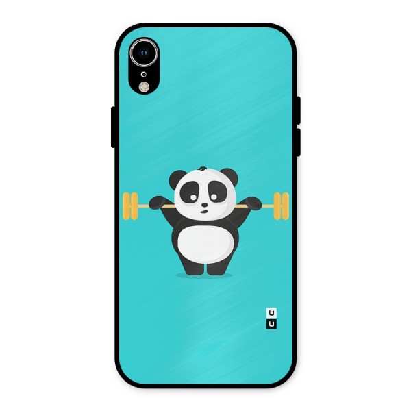 Cute Weightlifting Panda Metal Back Case for iPhone XR