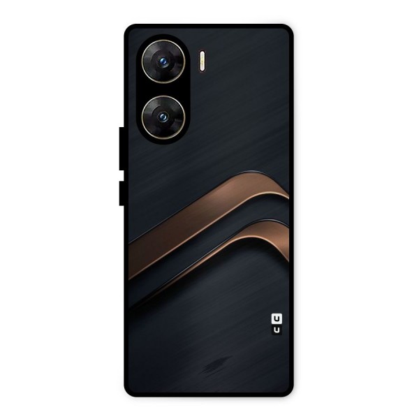 Dark Gold Stripes Metal Back Case for Vivo V29e