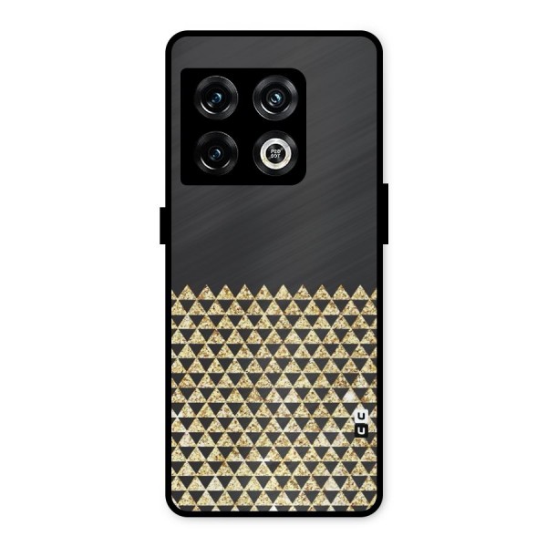 Dark Grey Golden Triangles Metal Back Case for OnePlus 10 Pro 5G