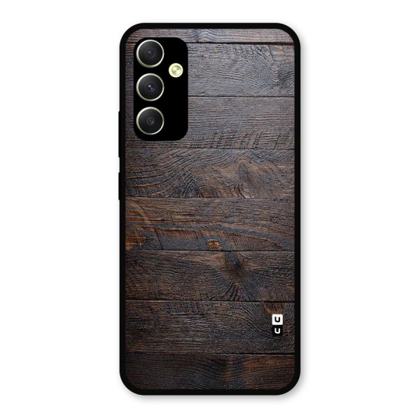 Dark Wood Printed Metal Back Case for Galaxy A34