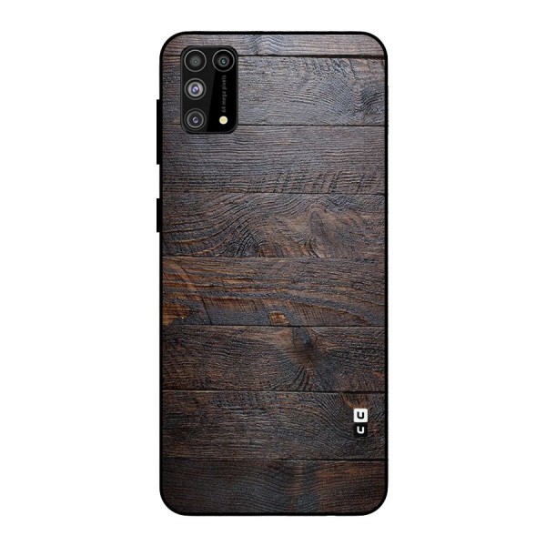 Dark Wood Printed Metal Back Case for Galaxy M31