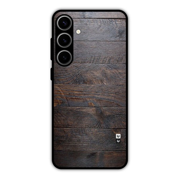 Dark Wood Printed Metal Back Case for Galaxy S24 Plus