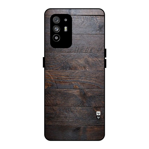 Dark Wood Printed Metal Back Case for Oppo F19 Pro Plus 5G