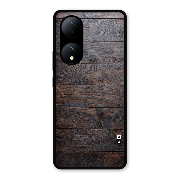 Dark Wood Printed Metal Back Case for Vivo Y100