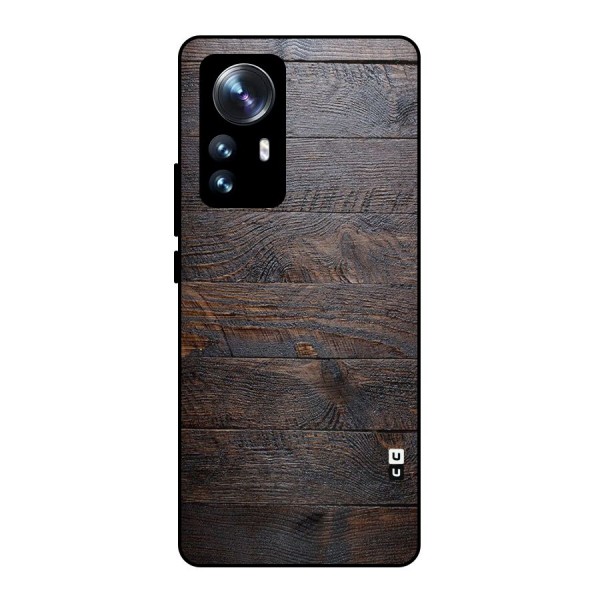Dark Wood Printed Metal Back Case for Xiaomi 12 Pro