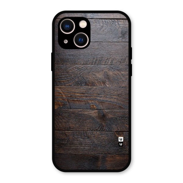 Dark Wood Printed Metal Back Case for iPhone 13