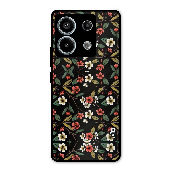 Decorative Florals Pattern Metal Back Case for Redmi Note 13 Pro 5G