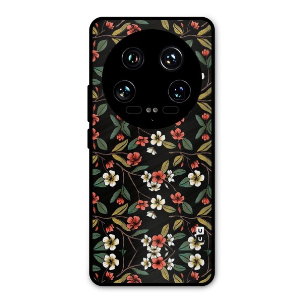 Decorative Florals Pattern Metal Back Case for Xiaomi 14 Ultra