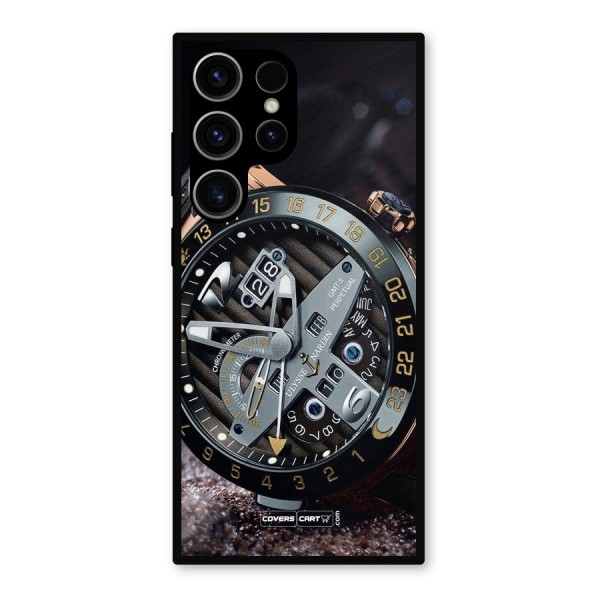 Designer Stylish Watch Metal Back Case for Galaxy S23 Ultra