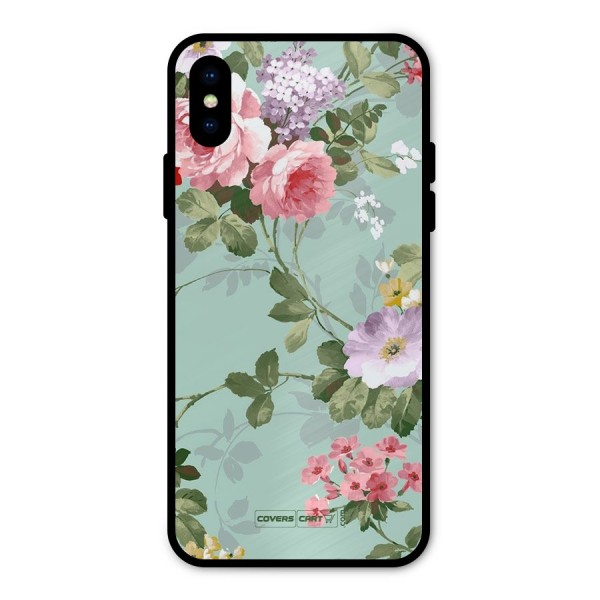 Desinger Floral Metal Back Case for iPhone X