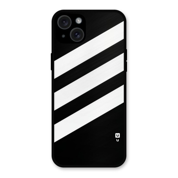 Diagonal Classic Stripes Metal Back Case for iPhone 15 Plus