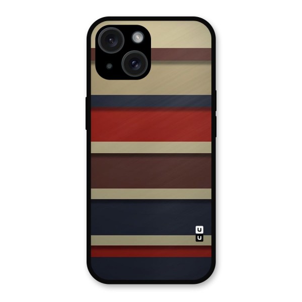 Elegant Stripes Pattern Metal Back Case for iPhone 15
