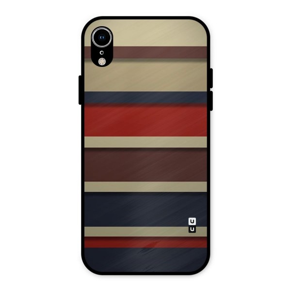 Elegant Stripes Pattern Metal Back Case for iPhone XR