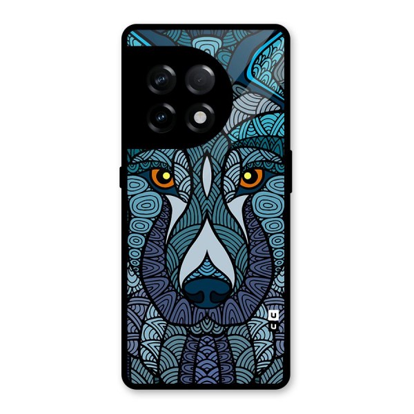 Ethnic Wolf Art Illustration Glass Back Case for OnePlus 11R