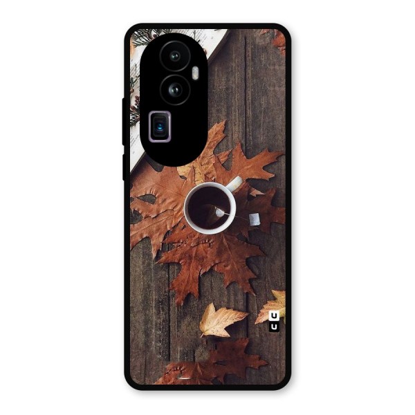 Fall Leaf Coffee Metal Back Case for Oppo Reno10 Pro Plus