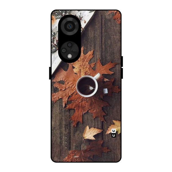 Fall Leaf Coffee Metal Back Case for Reno8 T 5G