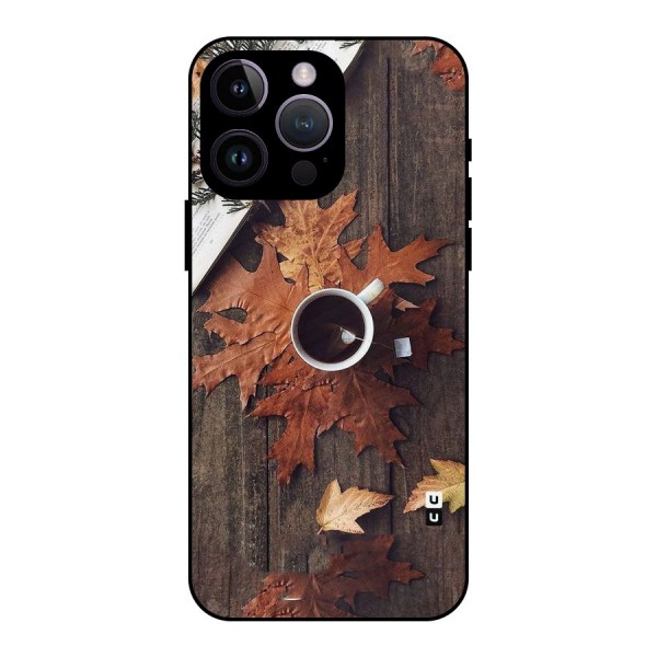 Fall Leaf Coffee Metal Back Case for iPhone 14 Pro Max