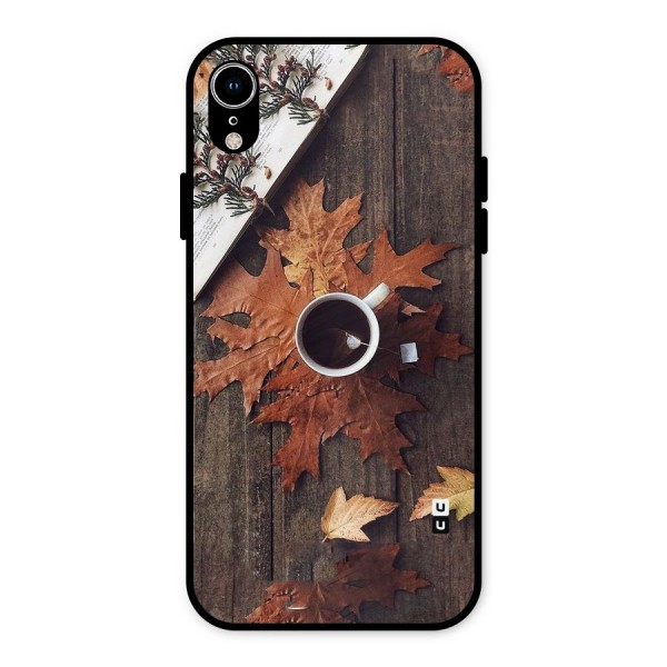 Fall Leaf Coffee Metal Back Case for iPhone XR