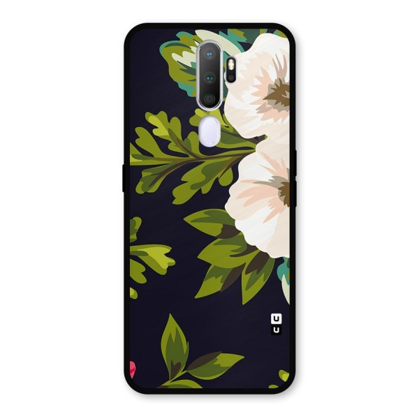 Floral Leaves Metal Back Case for Oppo A9 (2020)