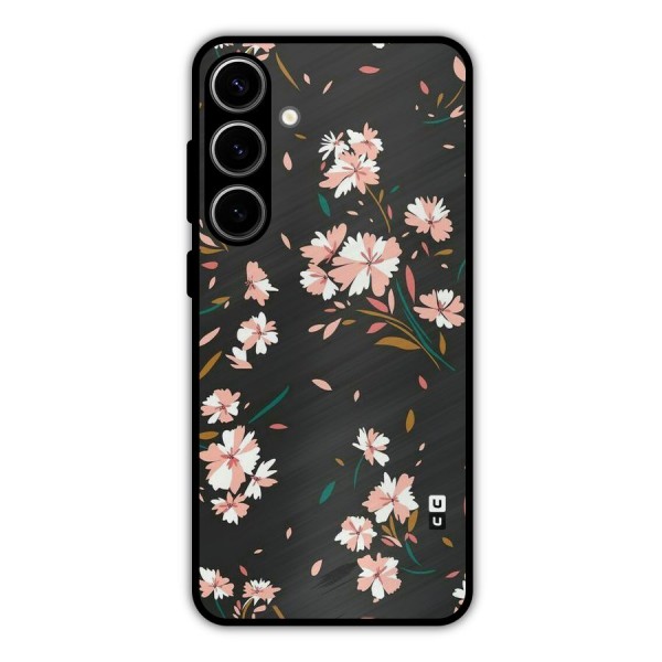Floral Petals Peach Metal Back Case for Galaxy S24 Plus