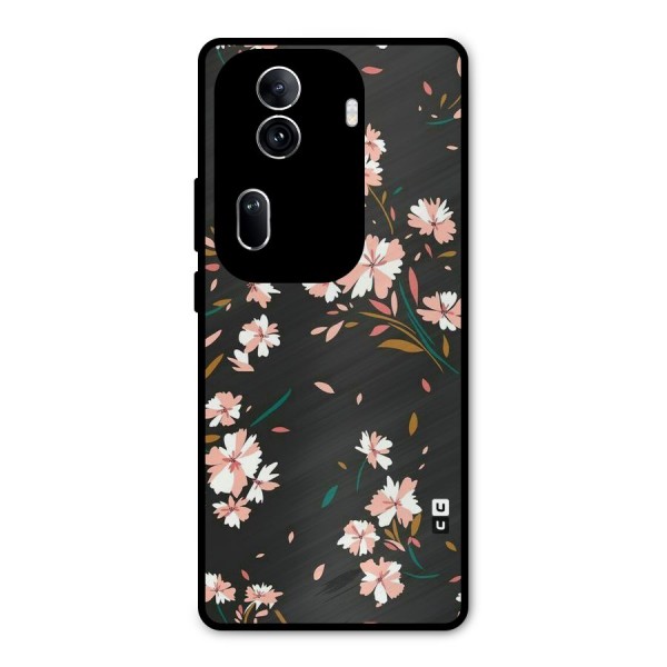 Floral Petals Peach Metal Back Case for Oppo Reno11 Pro 5G