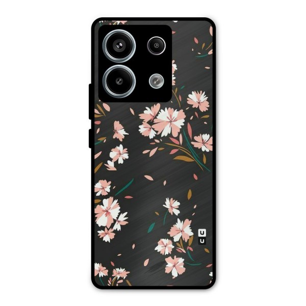 Floral Petals Peach Metal Back Case for Redmi Note 13 Pro 5G