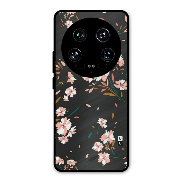 Floral Petals Peach Metal Back Case for Xiaomi 14 Ultra