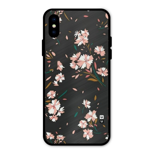 Floral Petals Peach Metal Back Case for iPhone X