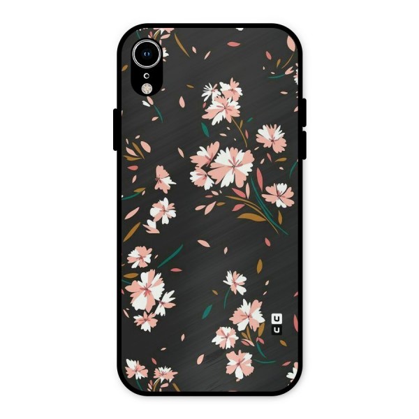 Floral Petals Peach Metal Back Case for iPhone XR