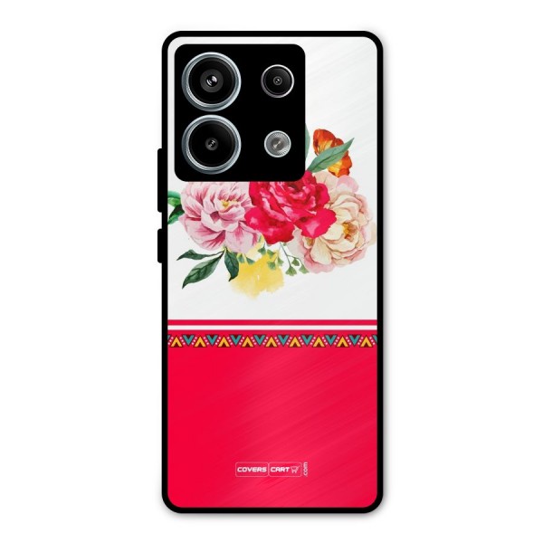 Flower Fusion Metal Back Case for Redmi Note 13 Pro 5G