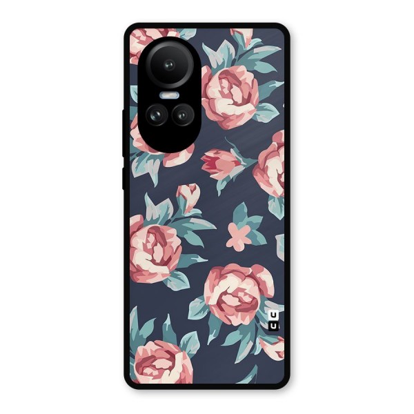 Flowers Painting Metal Back Case for Oppo Reno10