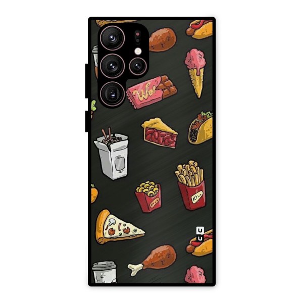 Foodie Pattern Metal Back Case for Galaxy S22 Ultra 5G