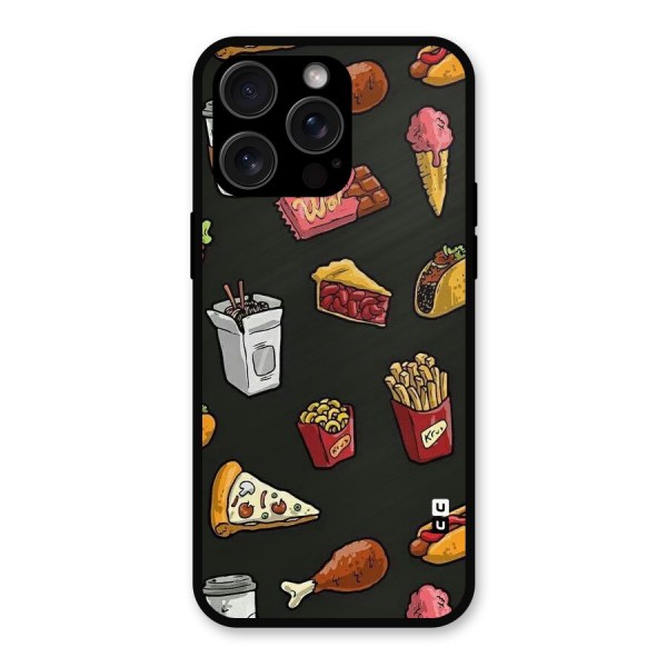 Foodie Pattern Metal Back Case for iPhone 15 Pro Max