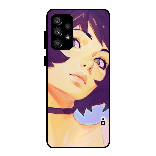 Girl Face Art Metal Back Case for Galaxy A73 5G