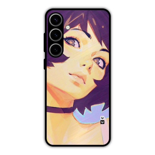 Girl Face Art Metal Back Case for Galaxy S24 Plus