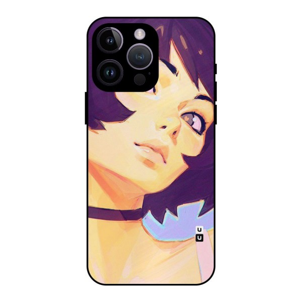 Girl Face Art Metal Back Case for iPhone 14 Pro Max