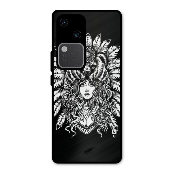 Girl Pattern Art Metal Back Case for Vivo V30 Pro