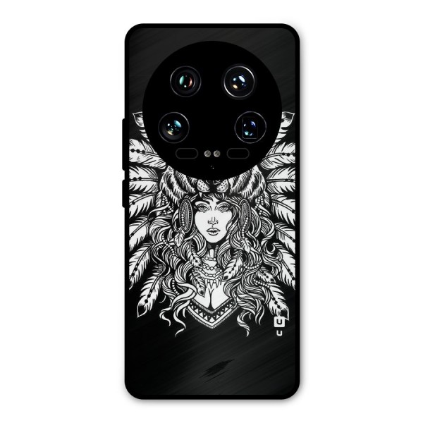 Girl Pattern Art Metal Back Case for Xiaomi 14 Ultra