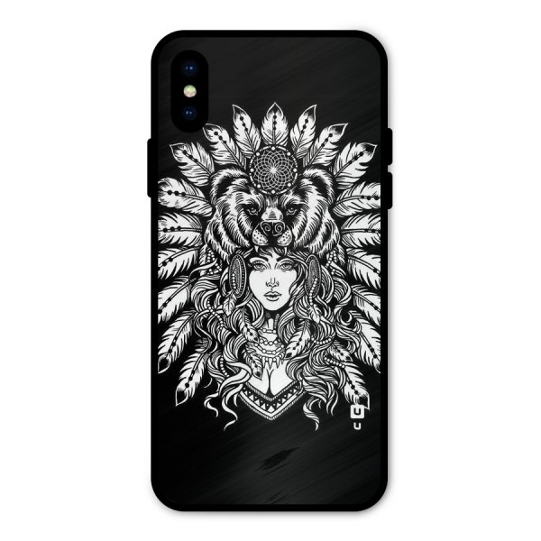 Girl Pattern Art Metal Back Case for iPhone X