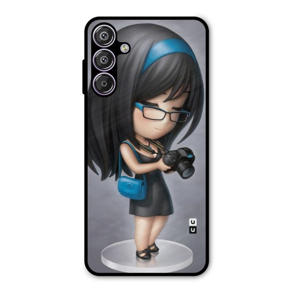 Girl With Camera Metal Back Case for Galaxy F15