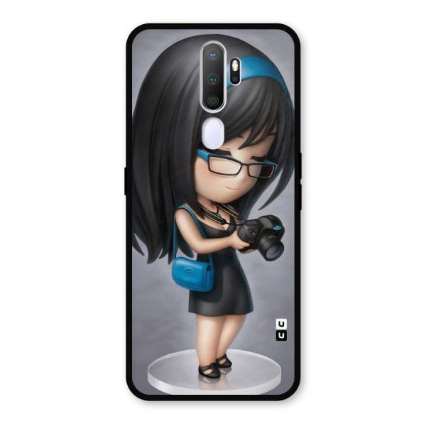 Girl With Camera Metal Back Case for Oppo A9 (2020)